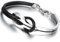 Flongo Pulsera De Cordón De Cuero Para Hombre: Brazalete De Cordón De Cuero Con Hebilla Infinita Simple De Acero Inoxidable Para Hombre Y Mujer - Negra Y Plateada
