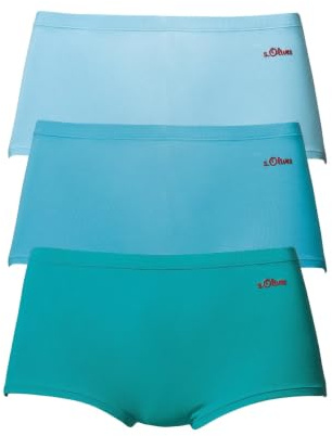 s.Oliver Damen Bodywear Panty (3 Stück) | seitlichem Logodruck, Roter Akzent seitlich, Großzügige Beinausschnitte, Bequemer Sitz, Nahtloses Tragegefühl