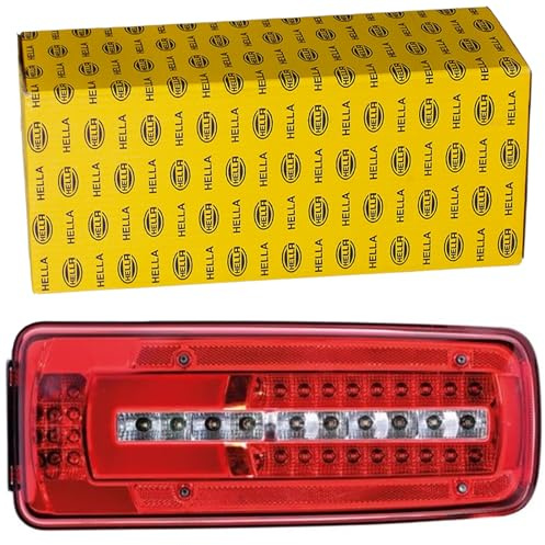 HELLA 2VP 012 381-281 Rearlight - Truck Full LED - LED - 24V - mounting/Bolted - Lens Colour: Crystal clear/Red - Cable: 500mm - Plug: DIN Bajonett - Plug: AMP - right - Quantity: 1