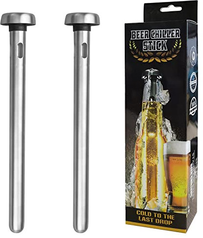 Dernord Bierkühler, hält Bier länger kalt und kühlt Bier gebrühte Bierkühler Edelstahl Flasche Wein Getränke Kühlstäbchen (2 Stück)