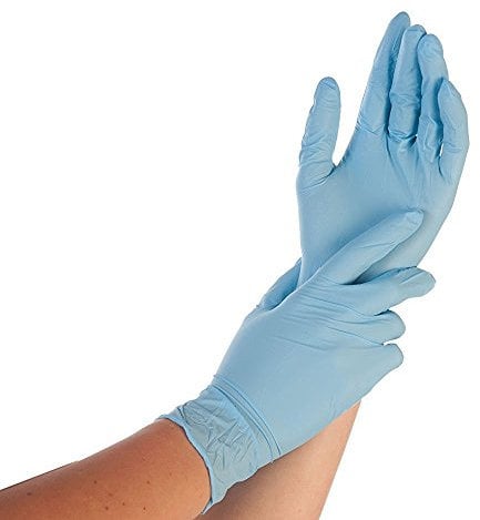 100 Stück Hygostar Nitrilhandschuhe Safe Super Stretch, blau, Gr. 8/M | puderfrei, Packung, extrem dehnbar, Einweghandschuh, Einmalhandschuh super elastisch