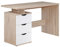 FineBuy Schreibtisch MASSA 120 x 76 x 53 cm mit 3 Schubladen in Sonoma Weiß, Computertisch modern für Jugendliche, Laptoptisch platzsparend mit Ablage