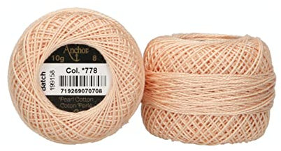 Anchor 4591008-00778 Stickgarne, 100% Baumwolle, krabbenrosa, Stärke 8, 82m, 16 Gramm