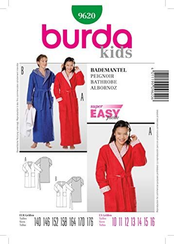 burda kids Papier-Schnittmuster Kinder Bademantel #9620 Gr.140-176