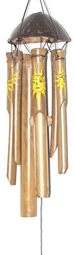 Unbekannt Bambus Windspiel Sun Natur Garten-Deko Bambus-Klangspiel mit harmonischem Ton und warmem Klang Feng Shui bemalt mit Sonnen