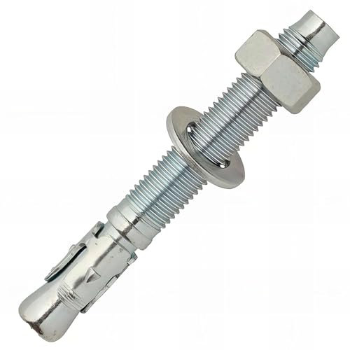 SCELL-IT, Boîte 25 Goujons d'ancrage acier zingué M12x120x40mm, Écrou et rondelle montés, Douille en 3 éléments, Acier haute résistance, Extrémité avec chanfrein protégeant le filetage lors de la pose