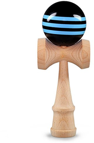Ganzoo Kendama aus Buchen-Holz, Original Japanisches Traditionelles Holz-Sportgerät mit Kugel, Schnur und Fangteller für Geschicklichkeit/Balancing, Geschenk-Idee (Blau/Schwarz)