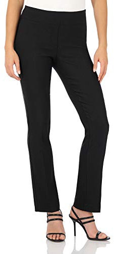REKUCCI Pantaloni da Donna Gamba Dritta con Controllo Addominale (46 Corto, Nero)
