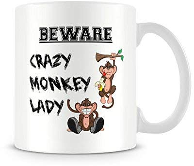 Behind The Glass - Beware - Crazy Monkey Lady - Mug, Ceramic, 11fl.oz.