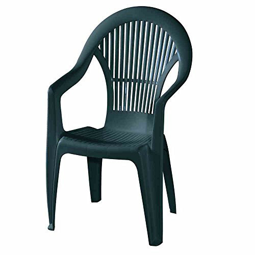 Monobloc stapelbarer Stuhl mit hoher Rückenlehne, Made in Italy, 58 x 56 x 94 cm, grüne Farbe
