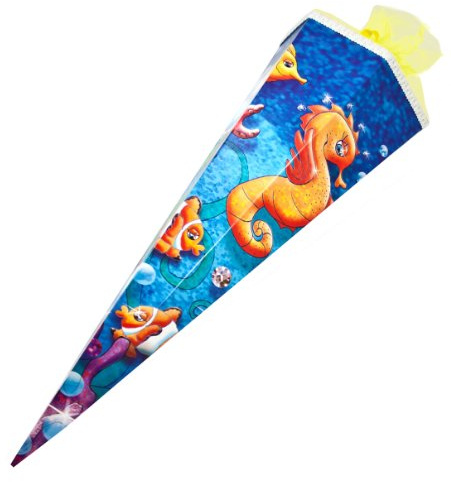 goldbuch 98 480 - Schultüte Unterwasserwelt mit gelbem Tüll, 85 cm