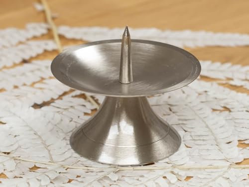 Kerzenteller Kerzenständer Kerzenhalter für Hochzeitskerze Taufkerze Silber 16551, Größe:8.5 cm Durchm.