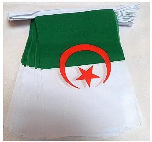 AZ FLAG - Fahnenkette Algerien 6 Meter Mit 20 Flaggen - 21x14 cm - Algerische Girlande Flaggenkette 14 x 21 cm