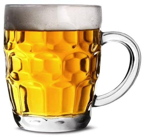 bar@drinkstuff The Great British Half Pint Dimple Mug 10oz / 285ml - Pack of 4 - Traditional Beer Tankards