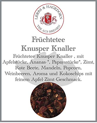 Lerbs & Hagedorn, Früchte Tee Knusper Knaller | Apfel-Zimt Geschmack 1.5kg (ca. 122 Liter) Apfelstücke, Ananas, Papayastücke Zimt Rote Beete