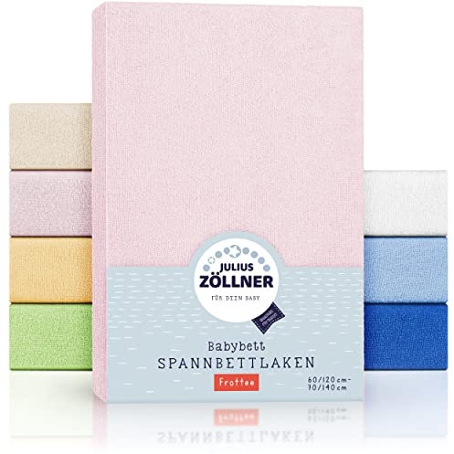 Julius Zöllner Frottee Spannbettlaken für Baby- & Kinderbett, 60x120cm bis 70x140cm, STANDARD 100 by OEKO-TEX, rosa 1 Stück (1er Pack)