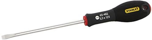 STANLEY 1-65-482 Tournevis Mécanicien 5,5 X 125 V Gamme FATMAX - Fabriqués En France - Lame En Acier - Sablage De L'Empreinte - Poignée Soft Grip - Liaison Quasi Incassable -Anticorrosion