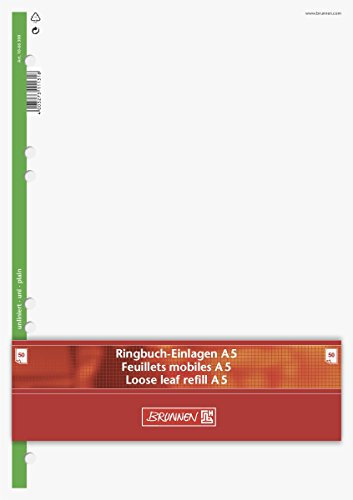BRUNNEN Ringbucheinlagen | A5, unliniert, weiß, 50 Blatt