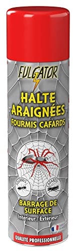 FULGATOR - Insecticide Super-Barrage HALTE Araignées - Action rapide et puissante contre les insectes rampants : araignées, fourmis, cafards - Résiste aux intempéries - Fabriqué en France - 500mL