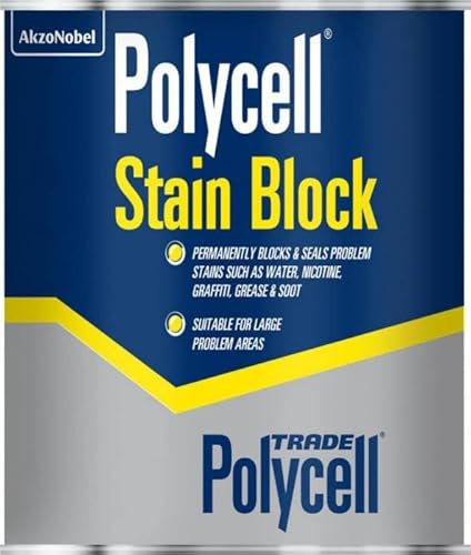 POLYCELL Stain Block 1L Interior Stain Blocking Sealer, High Coverage, Flat Finish, Solvent Oil Water Base, For Wood, Metal, Concrete