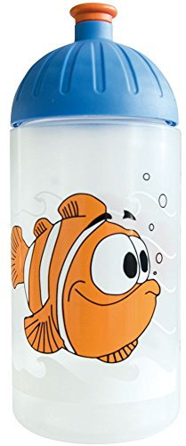 ISYbe Original Marken-Trink-Flasche für Klein-Kinder, 500 ml, BPA-frei, Fisch-Motiv für Mädchen & Jungen, für Schule-Reisen-Kita-Kiga-Outdoor