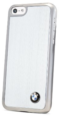 BMW Schutzhülle für iPhone 5 / 5S / 5C / SE, aus Aluminium, stoßfest, mit geprägtem Logo, silberfarben