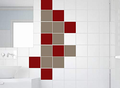 Grandora Fliesensticker 10 Stück I braun Format 20 x 25 cm (BxH) I Bad Küche WC Badezimmer Sticker Aufkleber Fliesen Wandsticker Fliesenaufkleber W950
