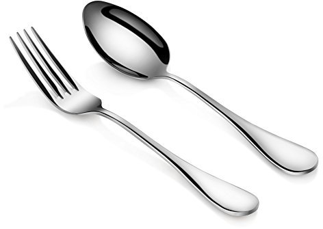 Artaste 56426 Rain 18/10 Stainless Steel Table Serving Spoons and Forks Set (Set of 6), Silver by Artaste