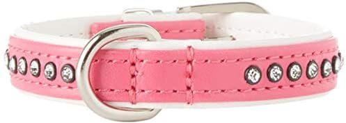 HUNTER MODERN ART LUXUS Hundehalsband, Kunstleder, Strasssteinchen, 27 (XXS-XS), pink/weiß