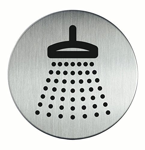 Durable Türschild Picto rund (Dusche, 83 mm) metallic silber, 493823