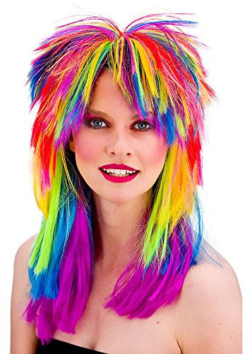 Wicked Costumes Perücke für Erwachsene, 80er-Jahre-Stil, Regenbogenfarben