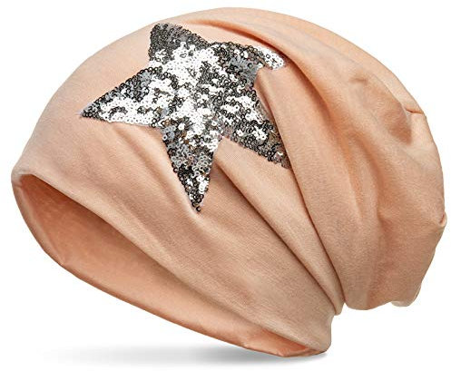 Caspar MU138 Klassiche leichte Beanie Mütze mit Glitzer Stern, Größe:One Size, Farbe:rosa