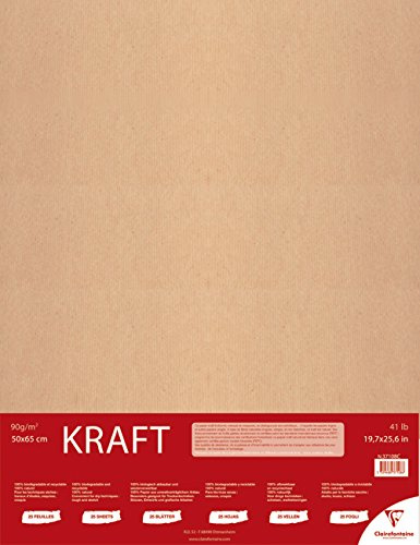 Clairefontaine 37108C Packung mit 250 Blatt Kraftpapier (90g, DIN A4, 21 x 29,7 cm, ideal für Kunstprojekte und zum Einpacken) braun