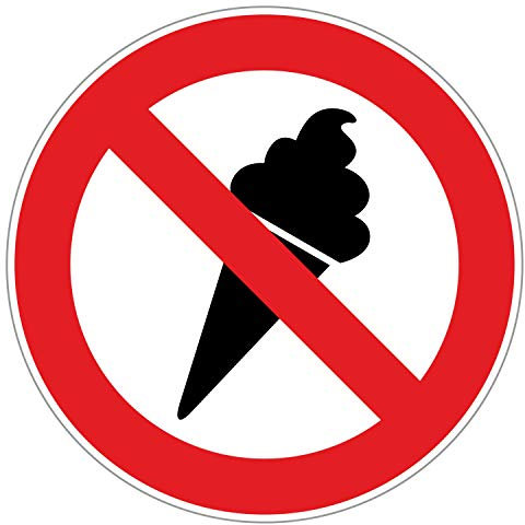 deformaze Sticker Eis essen verboten - Kein Eis erlaubt Aufkleber UV Wetterfest für Firma Geschäft Shop Tür Fenster Außenbereich und Innenbereich (8 cm)