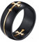 JewelryWe Schmuck 8mm Herren Ring, Kreuz abziehbar Edelstahlring, Schwarz Gold Bandring Größe 59 mit Geschenk Tüte