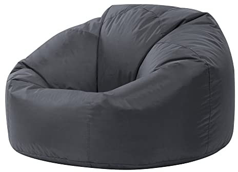 Bean Bag Bazaar Kingston Outdoor Beanbag, Charcoal Grey, Water Resistant Fabric, Large Bean Bag with Filling Included, Floor Chair, Garden Chair, Outdoor Seating, Garden Furniture