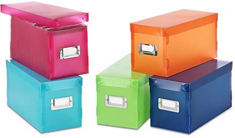 Whitmor 6754-373-5 Plastic CD Boxes Set of 5 Assorted Colors