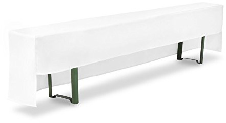 TexDeko Bierbankhusse Premium PRO für Bierzeltgarnitur 220cm Blickdicht strapazierfähig Festzeltgarnitur Husse, Made in EU (Weiß)