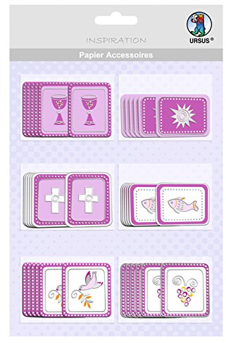 Ursus 56500046 - Papier Accessoires Glory, brombeer, 36 Stück in 6 verschiedene Motiven, einsetig bedruckt, ideal zur Verzierung von Karten, Scrapbooking und Geschenken