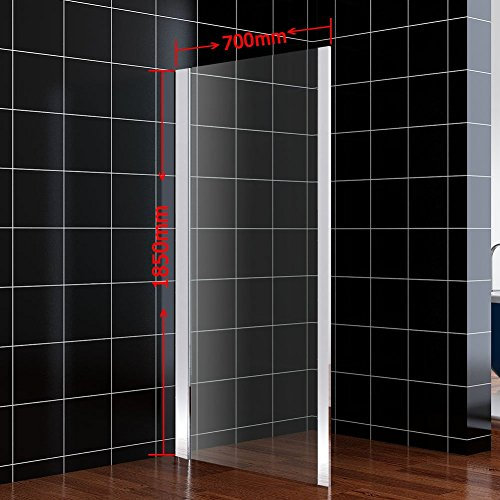 Paroi de douche 185 cm Hauteur Page mur de verre Glasdeals mural pour cabine de douche, Größe:700 x 1850mm