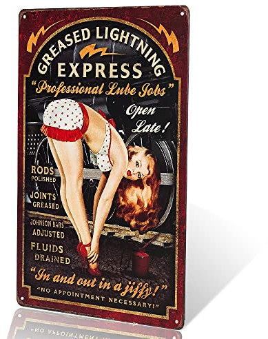 Schild T-ray Greased Lightning Pin Up Girl Professional Lube Jobs Pin Up Girl ist eine tolle Garage oder Man Cave