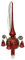 Lauschaer Glas Weihnachtsbaumspitze mit Formglöckchen rot Glanz, umsponnen L ca. 28cm d(Kugel) 7cm Christbaumschmuckspitze mundgeblasen,handdekoriert,Leonischer Draht