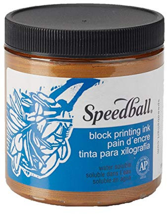 Speedball 8oz Water-Soluble Block Ink Copper, For Block Printing, Lino Printing, Screen Printing, For Artists Kit