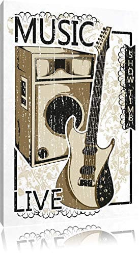 Pixxprint Live music white Bild, Größe: 120x80cm, Leinwandbild, fertig gespannt, Wandbild, Dekoration, Kunstdruck, kein Poster