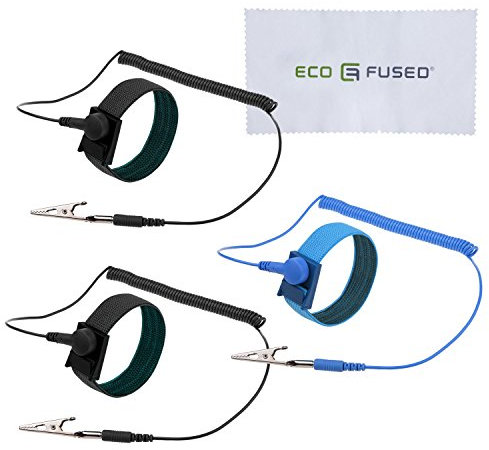 Antistatische Armbänder - 3-er Pack - wiederverwendbare antistatische Armbänder mit Erdungskabel und Krokodilklemme - Ermöglicht Ihnen, sich während der Arbeit an empfindlicher Elektronik zu erden (2x Schwarz + 1x Blau, 3-er Pack)
