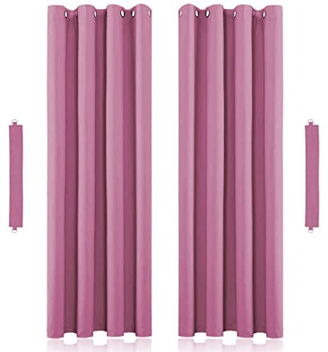 John Aird Blackout Curtains Thermal Energy Saving Eyelet Curtains for Bedroom & Living Room Including Tie Backs (Pink, W 46 x L 54 (2 Panels)