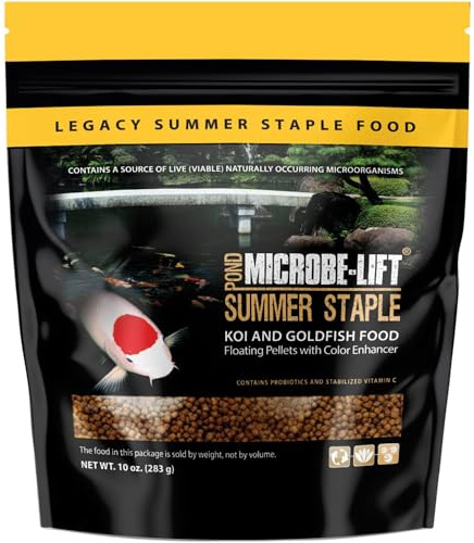 MICROBE-LIFT MLLSSSM Summer Staple Floating Fish Food Pellets for Ponds, Water Gardens, and Fountains, for Live Goldfish and Koi, 10 Ounces