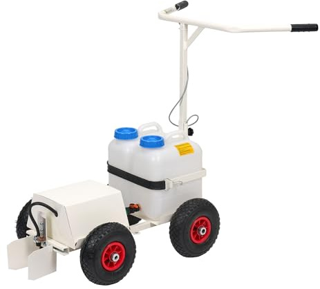 Sport-Thieme Nass-Markierwagen Champ | Elektrische Pumpe, 2x13 l Farbbehälter | Einzelwagen | Verstellbare Linienbreite 50-120 mm, pulverbeschichteter Stahlrohrrahmen, 4 Räder