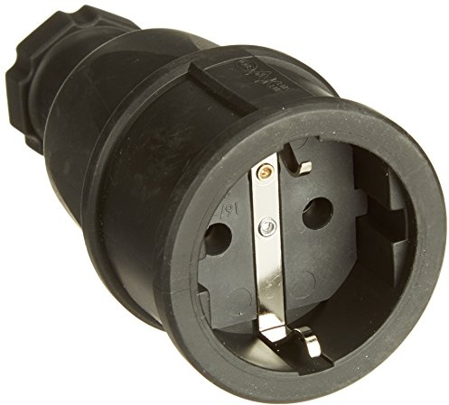 PCE Vollgummi-Schutzkontakt-Kupplung 40554L Schwarz 250 V~ / 16 A IP 20