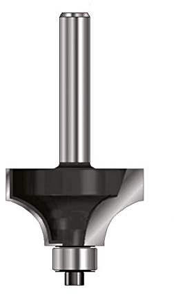 ENT 09810 Viertelstabfräser HW, Schaft (S) 8 mm, Durchmesser (D) 25,4 mm, NL 12,7 mm, R 6,35 mm, SL 32 mm, mit Kugellager